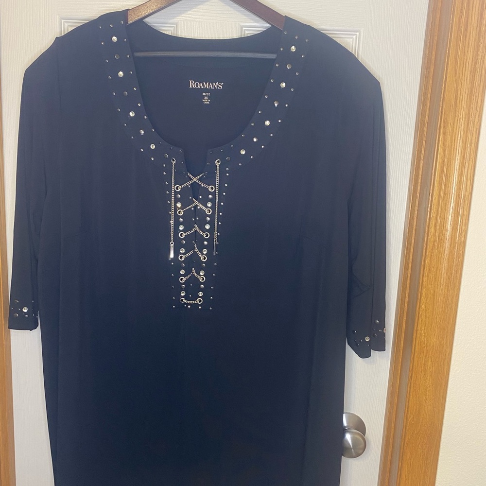 COPY - Roamans Ultrasmooth Rhinestone-embellished Tunic, stretch jersey. Size 3…